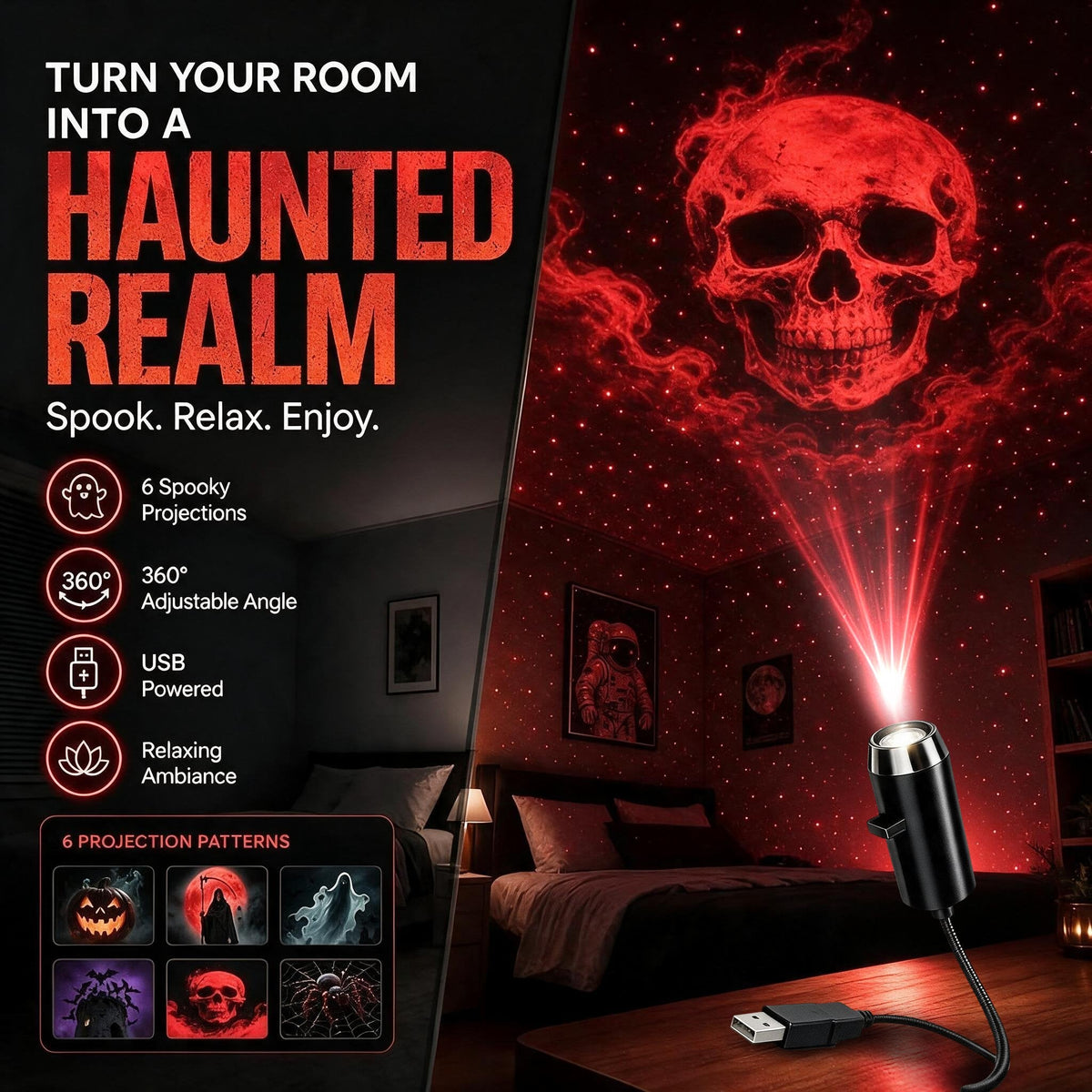 Plug-&-Play HD Christmas Projector โ 6 or 10 Festive Scenes
