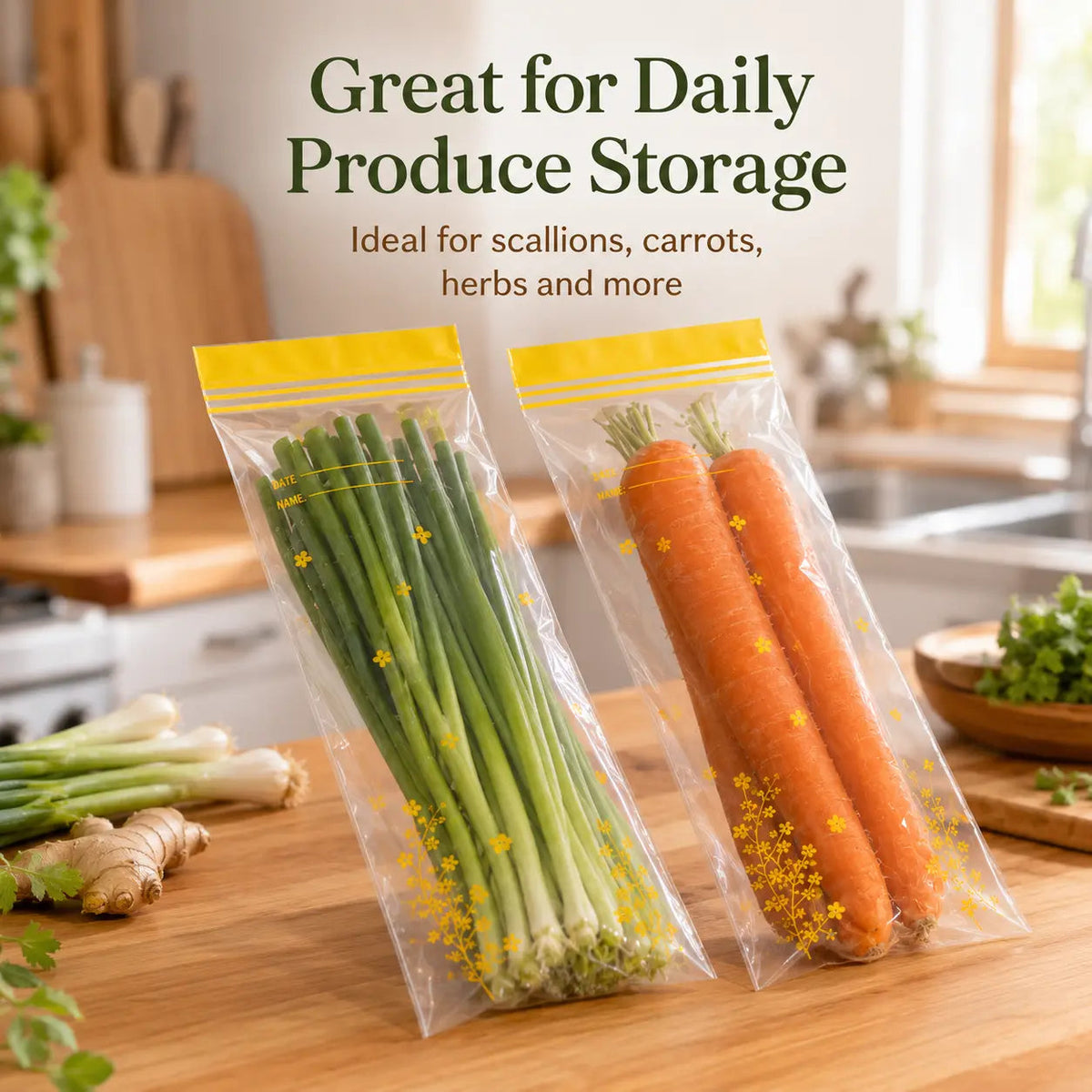 🥬 25% OFF | 15PCS Thick Double-Seal Food Storage Bags – Reusable Produce Pouches