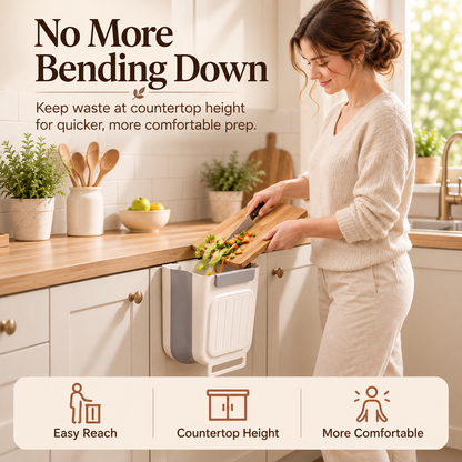 🔥 Limited-Time 49% OFF 🗑️Foldable Hanging Kitchen Trash Can | No-Bend, Space-Saving Cabinet Bin🥕