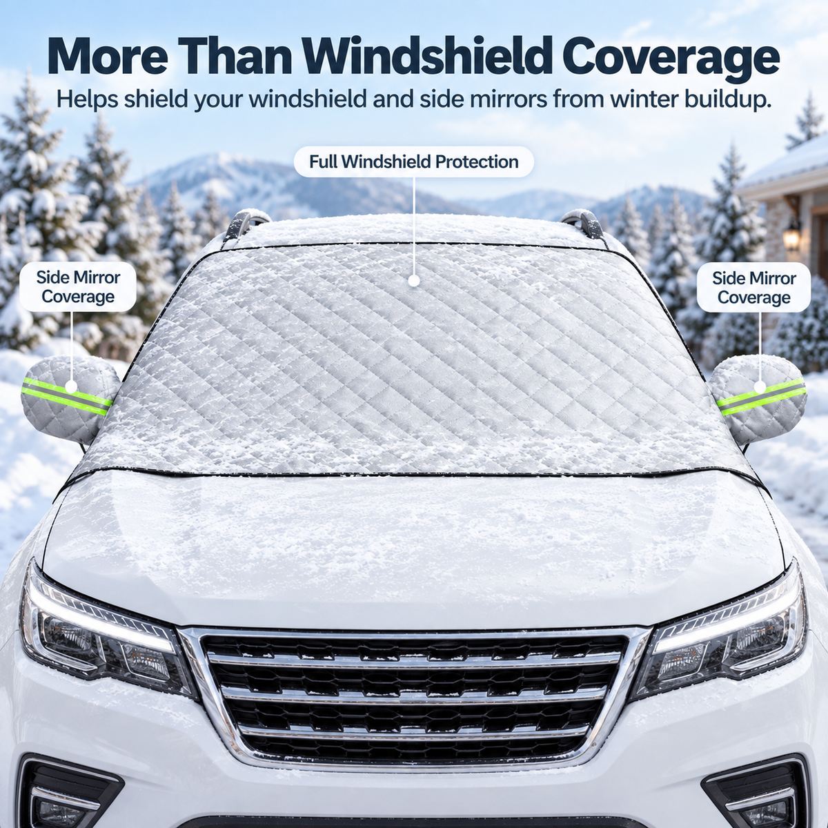 ❄️ Quilted Windshield Snow Cover with Mirror Protection for Winter