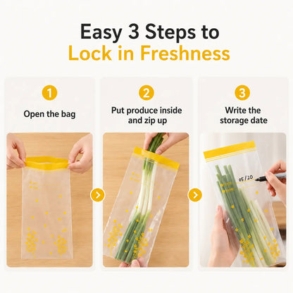 🥬 25% OFF | 15PCS Thick Double-Seal Food Storage Bags – Reusable Produce Pouches