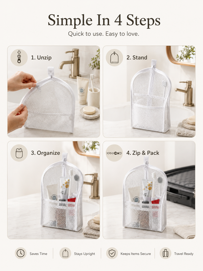 Self-Standing Travel Toiletry Pouch – Upright Organizer