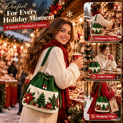 🎄 Christmas Crochet-Style Bucket Bag — Festive Charm for Every Outfit & a Thoughtful Gift for Her ！！！🎁