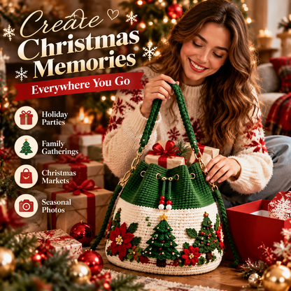 🎄 Christmas Crochet-Style Bucket Bag — Festive Charm for Every Outfit & a Thoughtful Gift for Her ！！！🎁
