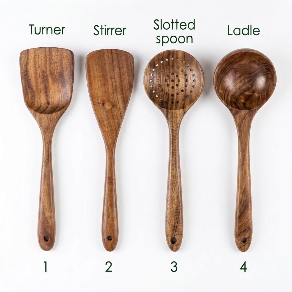 7-Piece Teak Wood Utensil Set