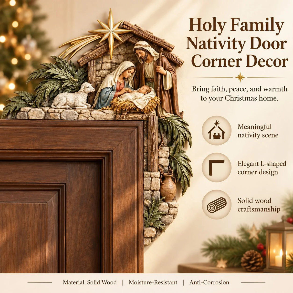🎄 Christmas Nativity Door Frame Corner Decor — A Meaningful Holiday Accent ✨