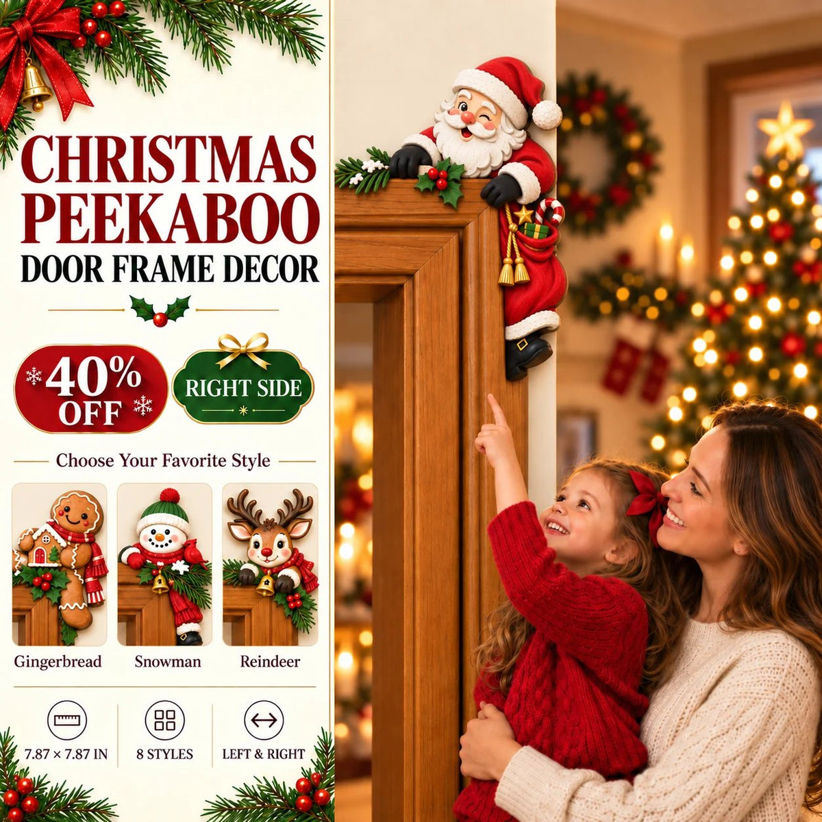 💯🎅Christmas Peekaboo Door Frame Corner Decor
