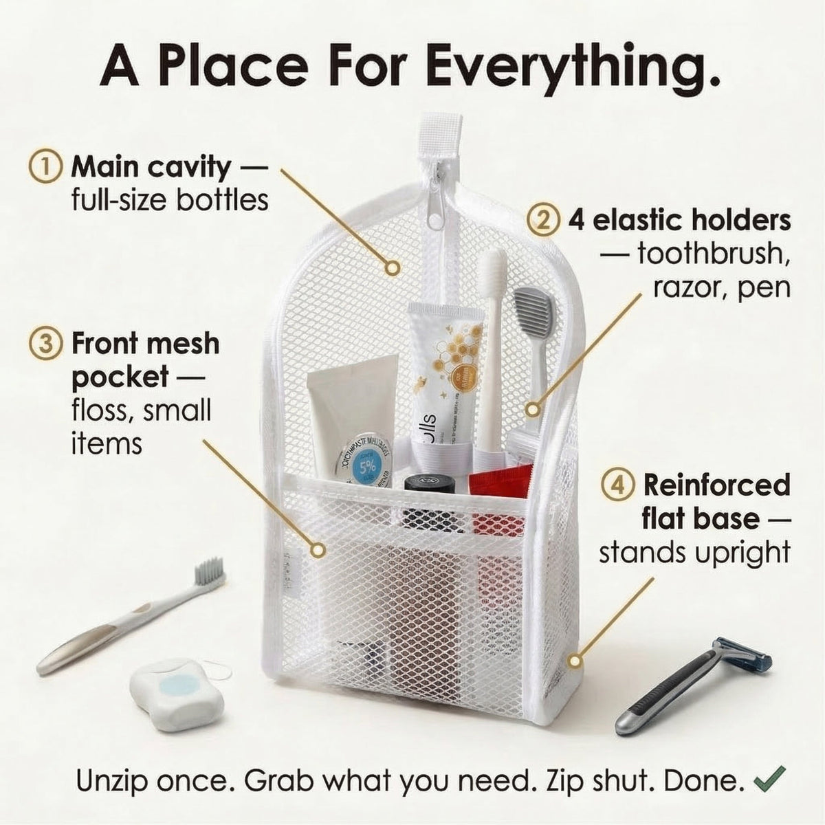 Self-Standing Travel Toiletry Pouch – Upright Organizer