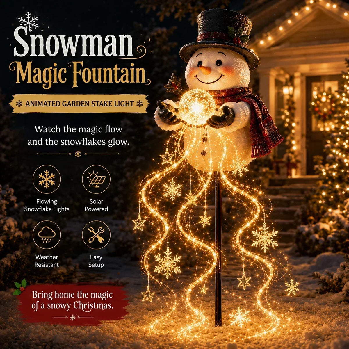 🎅✨ Santa’s Golden Gift Fountain Light 🎁🌟