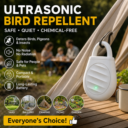 🐦No more trouble from birds, beasts and locusts！Portable Ultrasonic Bird Repellent Keychain