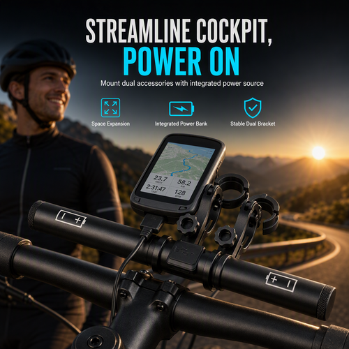 🚴 Bike Handlebar Extension Mount with Power Bank - USB Rechargeable Extension Bar ⚡